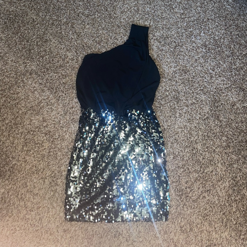 Black and Silver Sequins Dress